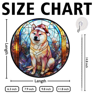 Christmas Dog Stained Glass Suncatcher | Unique Holiday Gift for Dog Lovers | Shiba Inu 2