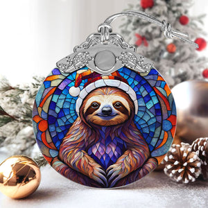 Sloth Stained Glass Christmas Glass Ornament, Elegant Holiday Décor for Your Tree, Glass Ornament christmas 2024