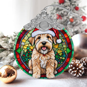 Christmas Dog Stained Glass Ornament | Unique Holiday Gift for Dog Lovers | Soft Coated Wheaten Terrier