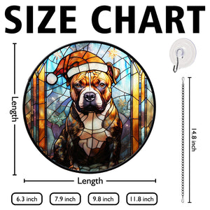 Christmas Dog Stained Glass Suncatcher | Unique Holiday Gift for Dog Lovers | Staffordshire Bull Terrier