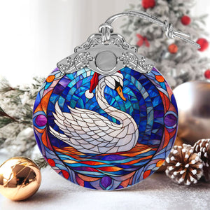 Swan Stained Glass Christmas Glass Ornament, Elegant Holiday Décor for Your Tree, Glass Ornament christmas 2024