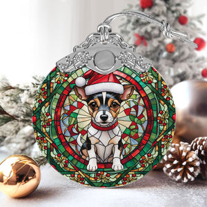 Christmas Dog Stained Glass Ornament | Unique Holiday Gift for Dog Lovers | Toy Fox Terrier