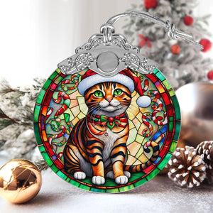 Christmas Cat Stained Glass Ornament | Unique Holiday Gift for Cat Lovers | Toyger