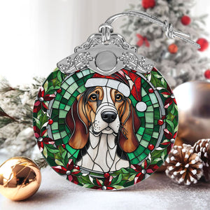 Christmas Dog Stained Glass Ornament | Unique Holiday Gift for Dog Lovers | Treeing Walker Coonhound