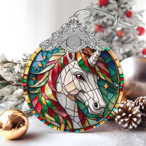 Unicorn Stained Glass Christmas Glass Ornament, Elegant Holiday Décor for Your Tree, Glass Ornament christmas 2024