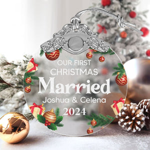 First Christmas Married Glass Ornaments: Elegant Holiday Keepsakes for Newlyweds 2024 - A27