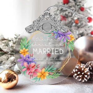 First Christmas Married Glass Ornaments: Elegant Holiday Keepsakes for Newlyweds 2024 - A25