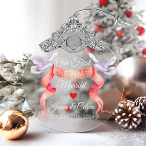 First Christmas Married Glass Ornaments: Elegant Holiday Keepsakes for Newlyweds 2024 - A23