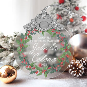 First Christmas Married Glass Ornaments: Elegant Holiday Keepsakes for Newlyweds 2024 - A19