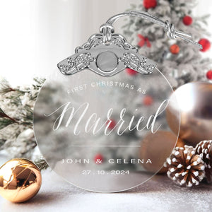 First Christmas Married Glass Ornaments: Elegant Holiday Keepsakes for Newlyweds 2024 - A18