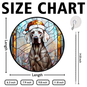 Christmas Dog Stained Glass Suncatcher | Unique Holiday Gift for Dog Lovers | Weimaraner