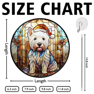 Christmas Dog Stained Glass Suncatcher | Unique Holiday Gift for Dog Lovers | West Highland White Terrier