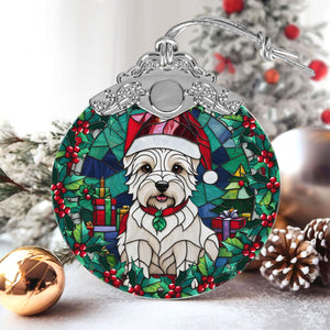 Christmas Dog Stained Glass Ornament | Unique Holiday Gift for Dog Lovers | West Highland White Terrier