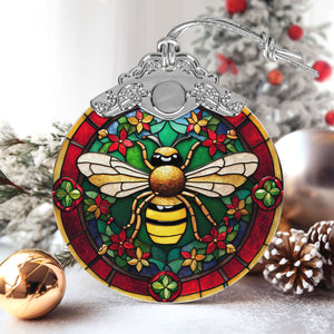 Bee Stained Glass Christmas Glass Ornament, Elegant Holiday Décor for Your Tree, Glass Ornament christmas 2024