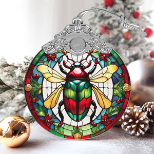 Beetle Stained Glass Christmas Glass Ornament, Elegant Holiday Décor for Your Tree, Glass Ornament christmas 2024