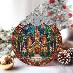 castle Stained Glass Christmas Glass Ornament, Elegant Holiday Décor for Your Tree, Glass Ornament christmas 2024