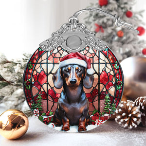 Christmas Dog Stained Glass Ornament | Unique Holiday Gift for Dog Lovers | Dachshund