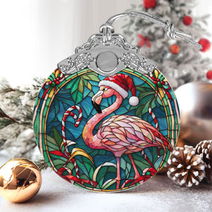 Flamingo Stained Glass Christmas Glass Ornament, Elegant Holiday Décor for Your Tree, Glass Ornament christmas 2024