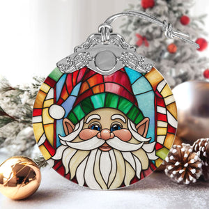 Gnome  Stained Glass Christmas Glass Ornament, Elegant Holiday Décor for Your Tree, Glass Ornament christmas 2024