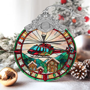 Helicopter Stained Glass Christmas Glass Ornament, Elegant Holiday Décor for Your Tree, Glass Ornament christmas 2024