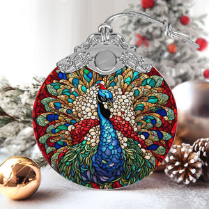 peacock Stained Glass Christmas Glass Ornament, Elegant Holiday Décor for Your Tree, Glass Ornament christmas A02