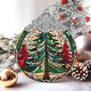 Pine tree Stained Glass Christmas Glass Ornament, Elegant Holiday Décor for Your Tree, Glass Ornament christmas 2024