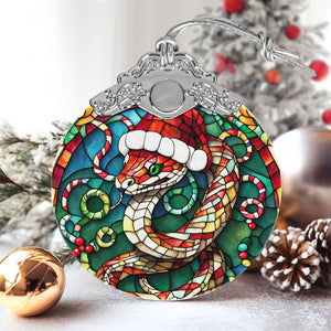 snake Stained Glass Christmas Glass Ornament, Elegant Holiday Décor for Your Tree, Glass Ornament christmas 2024