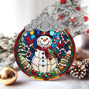 snowman Stained Glass Christmas Glass Ornament, Elegant Holiday Décor for Your Tree, Glass Ornament christmas 2024