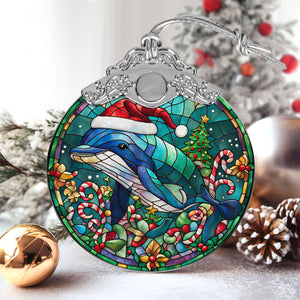 Whale Stained Glass Christmas Glass Ornament, Elegant Holiday Décor for Your Tree, Glass Ornament christmas 2024