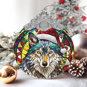 Wolf Stained Glass Christmas Glass Ornament, Elegant Holiday Décor for Your Tree, Glass Ornament christmas 2024