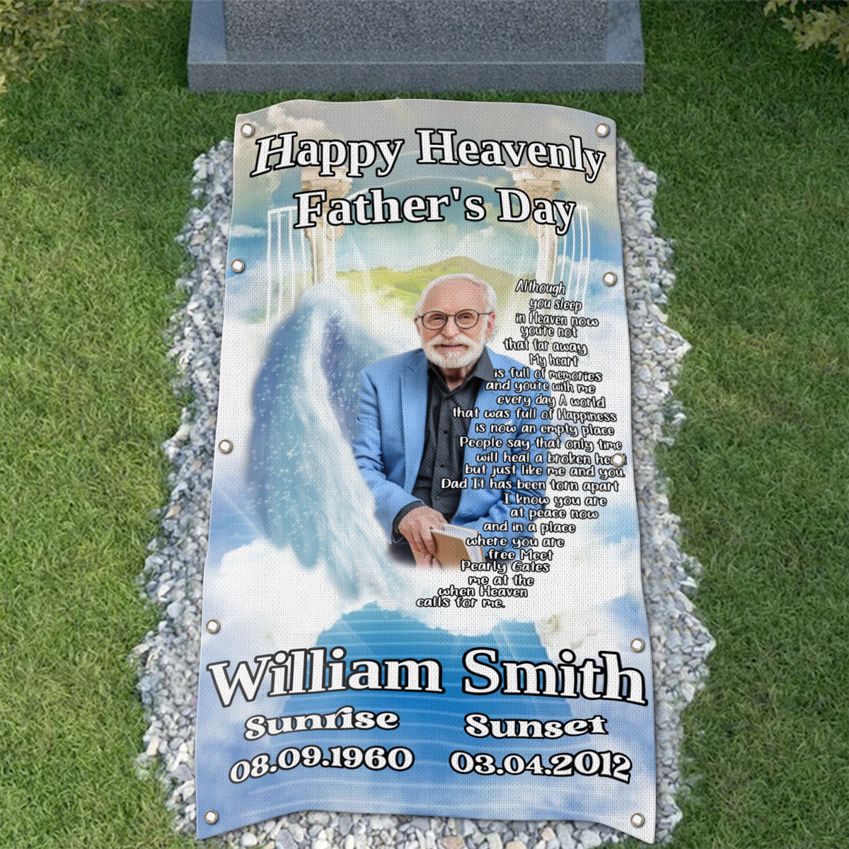 Custom Memorial Grave Blanket Happy Heavenly Father's Day 2