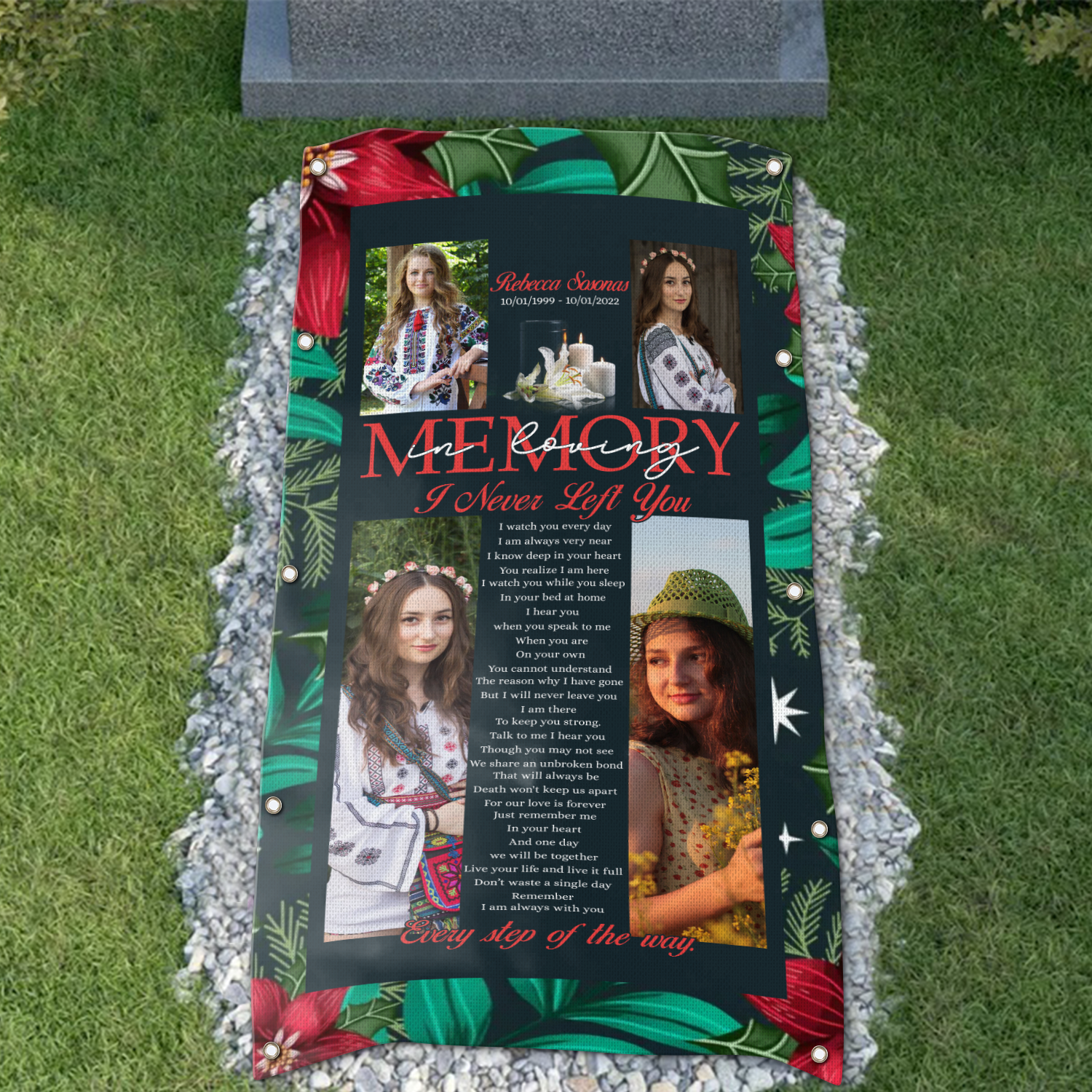 Custom Memorial Grave Blanket on Christmas : in loving memory, i never left you