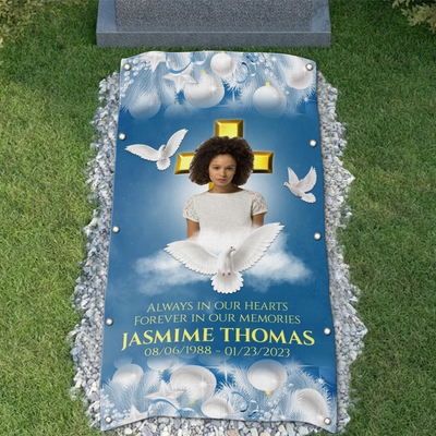 Custom Memorial Grave Blanket on Christmas : always in our hearts, forever in our memories