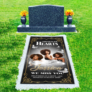 Custom Memorial Grave Blanket :  Forever in our Hearts