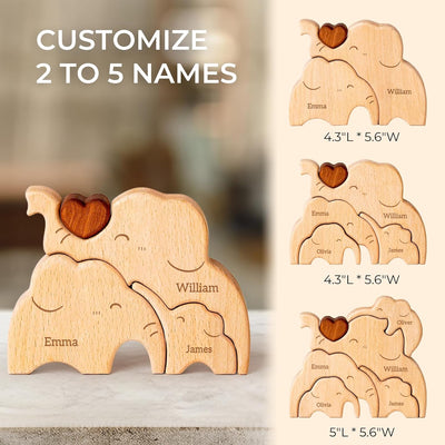 Custom Elephant Dad Wooden Puzzle Father’s Day, Personalized Elephant Wooden Engraved Wooden Animal Family Puzzle