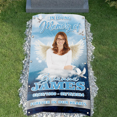 Custom Memorial Grave Blanket : in loving memory of , Forever in our hearts