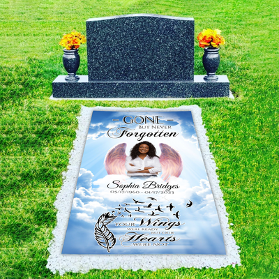 Custom Memorial Grave Blanket : Gone But Never Forgotten