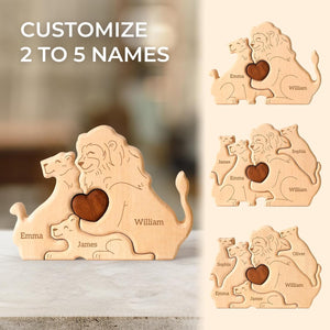 Custom Lion Dad Wooden Puzzle Father’s Day, Personalized Lion Wooden Engraved Wooden Animal Family Puzzle (Copy) (Copy)