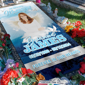 Custom Memorial Grave Blanket : in loving memory of , Forever in our hearts