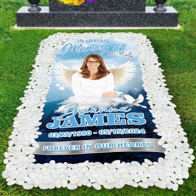 Custom Memorial Grave Blanket : in loving memory of , Forever in our hearts