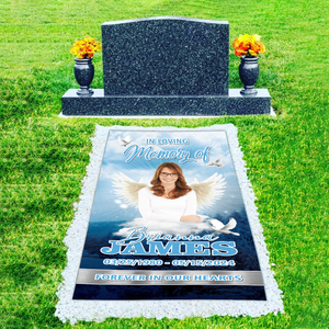 Custom Memorial Grave Blanket : in loving memory of , Forever in our hearts