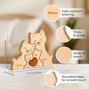 Custom Cats Dad Wooden Puzzle Father’s Day, Personalized Cats Wooden Engraved Wooden Animal Family Puzzle (Copy)