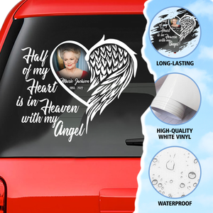 Custom In Loving Memory Sticker Personal Memory Decal Car : Half of My Heart is in Heaven With My Angel