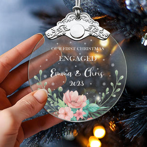 First Christmas Engaged Glass Ornaments: Elegant Holiday Keepsakes for Newlyweds 2024 - A34