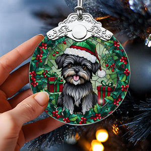 Christmas Dog Stained Glass Ornament | Unique Holiday Gift for Dog Lovers | Affenpinscher