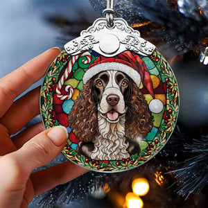 Christmas Dog Stained Glass Ornament | Unique Holiday Gift for Dog Lovers | American Water Spaniel