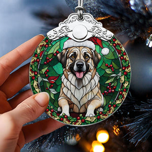 Christmas Dog Stained Glass Ornament | Unique Holiday Gift for Dog Lovers | Anatolian Shepherd