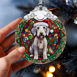 Christmas Dog Stained Glass Ornament | Unique Holiday Gift for Dog Lovers | Bedlington Terrier