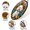 Bichon Frise Stained Glass Suncatcher, Bichon Frise Sunflower Suncatcher for Windows Stained Glass