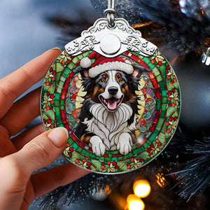 Christmas Dog Stained Glass Ornament | Unique Holiday Gift for Dog Lovers | Border Collie